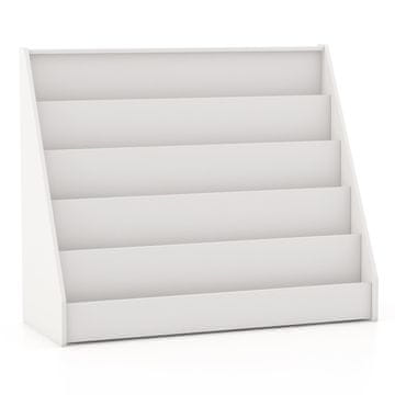 Northio Otroška knjižna polica s 5 policami, bela, varna oblika, 91 x 38 x 76,5 cm