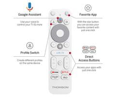 Thomson 152 Go Cast multimedijski predvajalnik, 4K UHD, Google TV, 2GB + 32GB, WiFi, bel