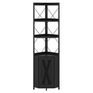 Northio Kotna knjižna polica s shrambo, 5-nivojska, črna, 180 cm