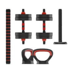 Ksix komplet uteži 10 kg, ročke, plošče z utežmi, palica, kettlebell, črna.