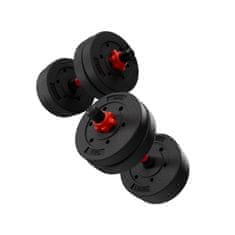 Ksix komplet uteži 10 kg, ročke, plošče z utežmi, palica, kettlebell, črna.