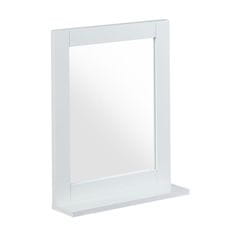 Northix Belo stensko ogledalo s polico, elegantna zasnova, praktično shranjevanje