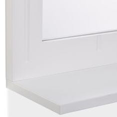 Northix Kopalniško stensko ogledalo s polico, bel okvir, integrirana polica za shranjevanje