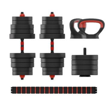 Ksix komplet uteži 50 kg, ročke, plošče z utežmi, palica, kettlebell, črna