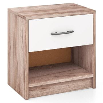Northix Nočna omarica s predalom, mala stranska mizica z odprtim predelkom, 38,5 x 28 x 40,5 cm, hrast + bela