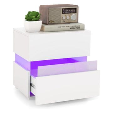 Northix LED nočna omarica z 2 predaloma in daljinskim upravljalnikom Dynamic 45 x 35 x 45 cm bela