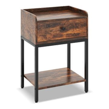 Northix Nočna omarica s predalom stranska mizica z odprto polico 42 x 30 x 60 cm rustikalno rjava
