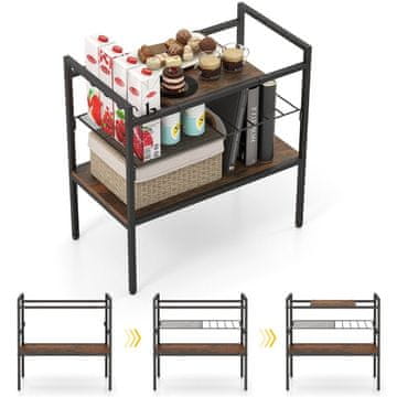 Northix Konzolna mizica s policami ozka konzolna stranska mizica 60 x 33,5 x 61 cm rustikalno rjava