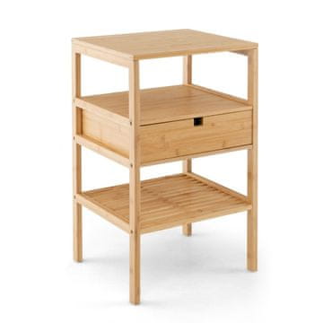 Northix 3-nadstropna nočna omarica iz bambusa s predalom in letveno polico stranska mizica natural