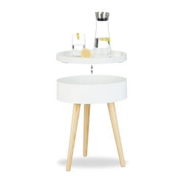 Northix Okrogla stranska mizica, kovinski okvir, lesene plošče, elegantni dizajn