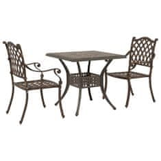 Vidaxl Komplet vrtne mize 3 pcs Bronasta Lit aluminij