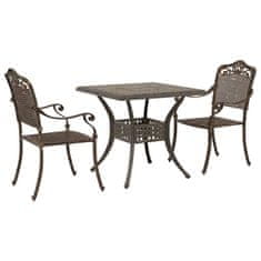 Vidaxl Komplet vrtne mize 3 pcs Bronasta Lit aluminij