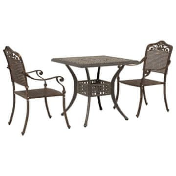 Vidaxl Komplet vrtne mize 3 pcs Bronasta Lit aluminij