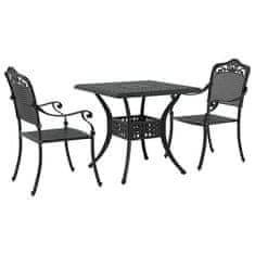 Vidaxl Komplet vrtne mize 3 pcs Črna Lit aluminij