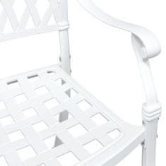 Vidaxl Komplet vrtne mize 3 pcs Bela Lit aluminij