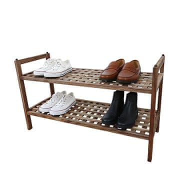 Northix Stojalo za čevlje iz akacijevega lesa 2-polici zložljivo