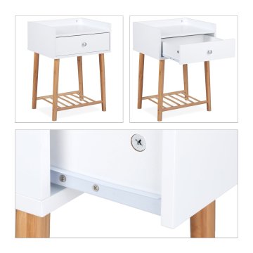 Northix Nočna omarica s predalom preprosta in funkcionalna zasnova