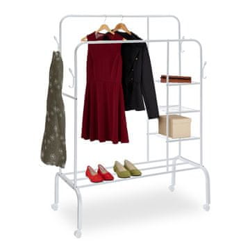 Northix Stojalo za oblačila na kolesih z dvojnimi vodili in integriranimi policami