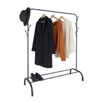 Northix Obešalnik za plašče s polico in kavlji, samostoječi, železna konstrukcija