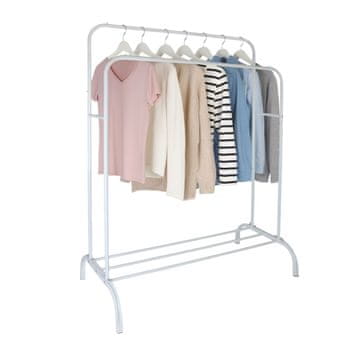 Northix Železni obešalnik za plašče z dvema palicama in polico, samostoječa zasnova, trpežna konstrukcija