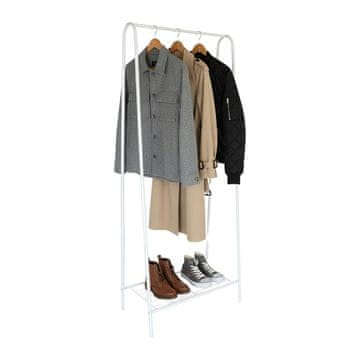 Northix Stojalo za plašče z dvema policama, prostorsko varčna zasnova, železo