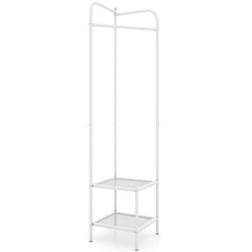 Northix Kotni kovinski obešalnik za plašče s kavlji in 2 policama bel