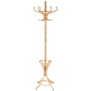Northix Obešalo za plašče s stojalom za dežnike, 12 kavljev, naravni les, kompaktna zasnova