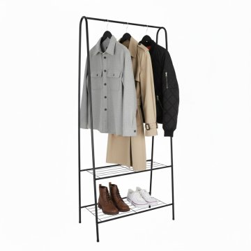 Northix Stojalo za plašče z dvema policama, prostorsko varčna železna zasnova