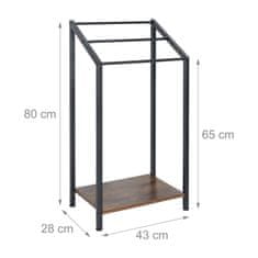 Northix Stojalo za brisače s polico - 3 prečke, prostostoječe