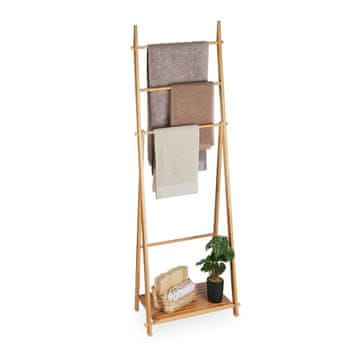Northix Stojalo za brisače Bamboo s 4 prečkami iz nerjavečega jekla