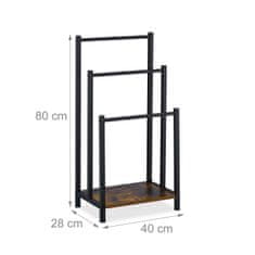 Northix Stojalo za brisače s 3 prečkami in polico z učinkom lesa