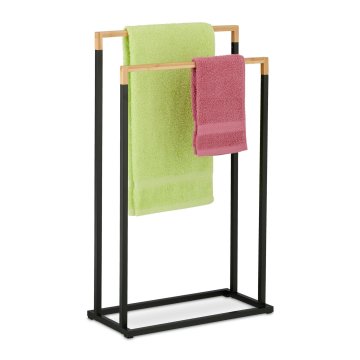 Northix Stojalo za brisače z 2 držaloma iz železa in bambusa