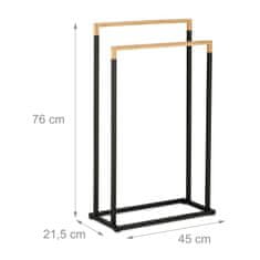 Northix Stojalo za brisače z 2 držaloma iz železa in bambusa