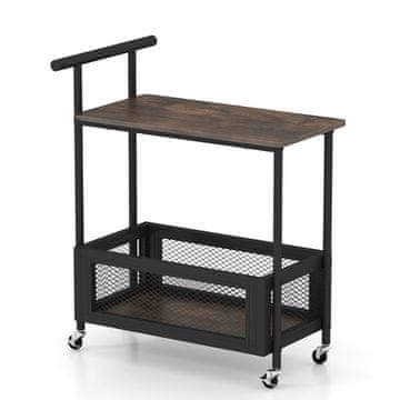 Northix Stranska mizica S oblika z 2 odprtima policama bela oreh 50x30x60 cm