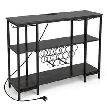 Northix Industrijsko stojalo za vino z držali za kozarce in police 15 steklenic sivo