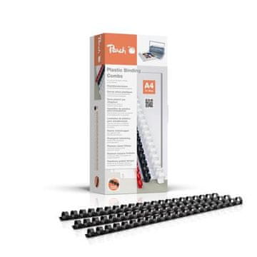 Peach plastični hrbtišče za vezavo, 21 Rg A4, 12 mm, črno, PB412-02, 100 kosov