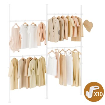 SoBuy Obešalnik za oblačila nastavljiv teleskopski 124x200 cm bel