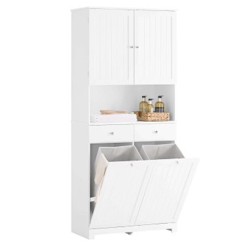 SoBuy Kopalniška omarica 2 koša za perilo in 2 predala 78x38x181 cm shranjevanje