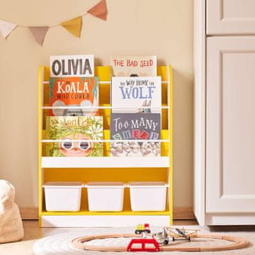 SoBuy Otroška knjižna polica KMB108-G 63x30x76 cm rumena