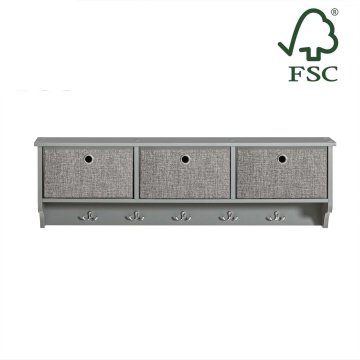 SoBuy Stenska polica z obešalnikom za plašče 100x20x31 cm siva