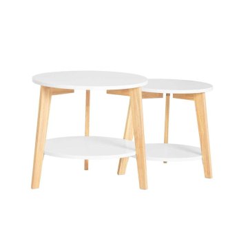 SoBuy Komplet klubske mizice 50x45 cm in 44x40 cm bela