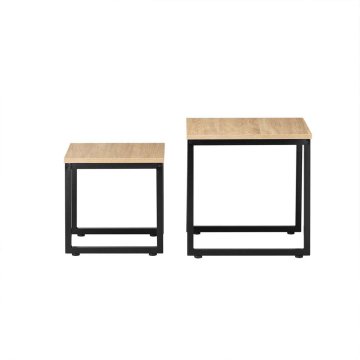 SoBuy Komplet klubske mizice 50x50x50 cm in 40x40x40 cm črna in rjava