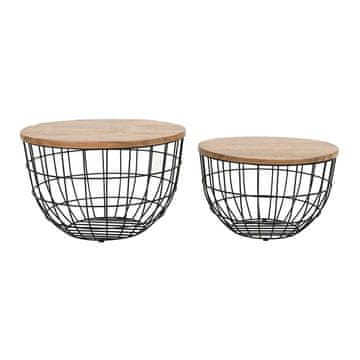 Livin Hill Set klubske mizice 76x485x76 cm črna rjava