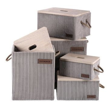Autronic Koš za perilo Laundry basket - fabric with lid, gray, price for a set of 5 pieces (DT3000 GREY)