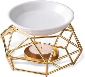 slomart Aroma gorilnik, kovinska in keramična dišeča svetilka. Romantična keramična aroma svetilka za dom. Zlata.