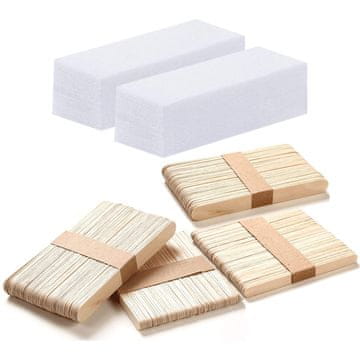 slomart 400 kosov trakov iz flisa, voska in lesenih paličic za depilacijo z mehkimi voski na nogah, prsih, hrbtu, intimnih predelih in obrazu.