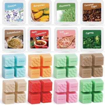 slomart Dišeči voski za dišečo svetilko, dišeči voski iz soje, vonj jabolčnega cimeta, morske soli, ciprese, rožmarina, sandalovine, bergamotke, frezije, kave, darilni set za valentinovo, 8 kosov
