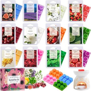 slomart Duftwachs voski 12 kosov. Dišeči voski za aroma lučko, poroke, rojstni dan, Valentinovo, božič. Dišeči voski darilo - 12 dišav.