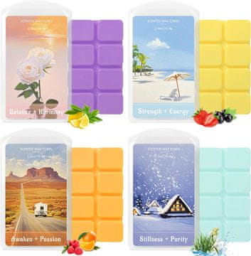 slomart SCENTORINI dišeči voski, kocke, sojin vosek, darilo za dišečo svetilko, grelec sveč, božič, 4 dišave x 70,9 g