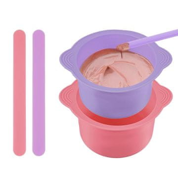 slomart 2 kosa silikonska posoda za grelec voska, protilepljiva. Komplet s 2 aplikatorjema za vosek.